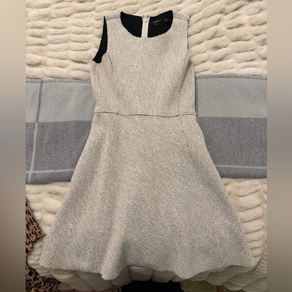 Theory Black and Cream Sleeveless Dress